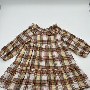 Zara Kids Plaid Ruffle Collar Dress
